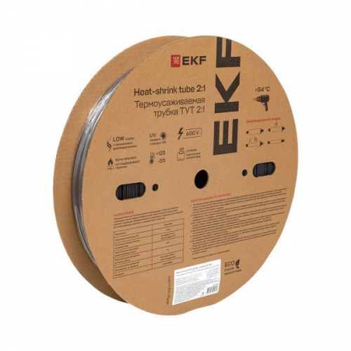 Трубка термоусадочная ТУТ нг 40/20 черн. (уп.50м) EKF tut-40-b tut-40-b