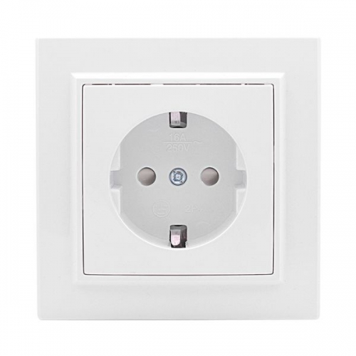 Розетка 1-м СП Минск 16А IP20 с заземл. защ. шторки бел. Basic EKF ERR16-028-100 ERR16-028-100