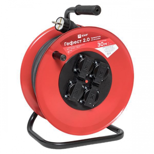 Удлинитель на катушке 4х30м с заземл. 16А IP44 Гефест 2.0 КГ 3х2.5 3.5кВт предохр. PROxima EKF UKG02-16-R325-4-30-IP44 UKG02-16-R325-4-30-IP44