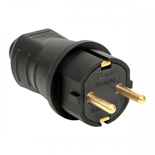 Вилка прямая 230В 2P+PE 16А IP44 каучук EKF RPS-011-16-230-44 RPS-011-16-230-44