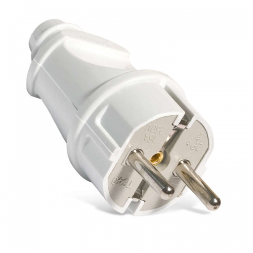 Вилка электрич. с заземл. прям. бел. 16А 250В (еврослот) UNIVersal А101 А101