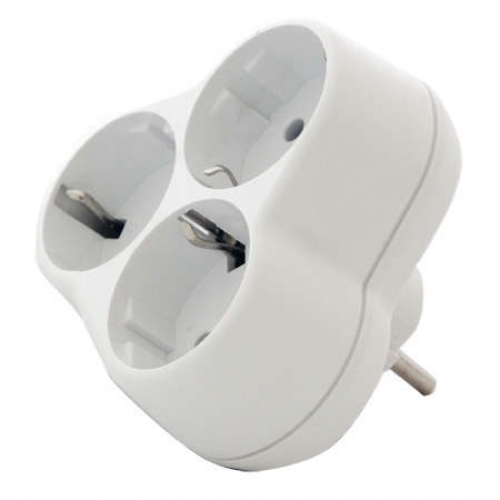 Тройник с заземл. круглый 16А 250В (еврослот) бел. UNIVersal АК303 АК303