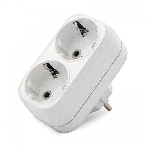 Разветвитель 2 гнезда с заземл. плоский 16А UNIVersal А302 А302