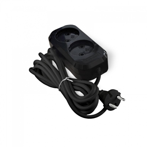 Удлинитель 2х3м без заземл. 10А IP20 Е-202 ПВС 2х0.75 АБС-пластик черн. UNIVersal 2104 2104