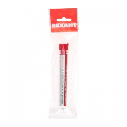 Припой без канифоли ПОС-61 10г d1.0мм (Sn61 Pb39) колба Rexant 09-3093 09-3093