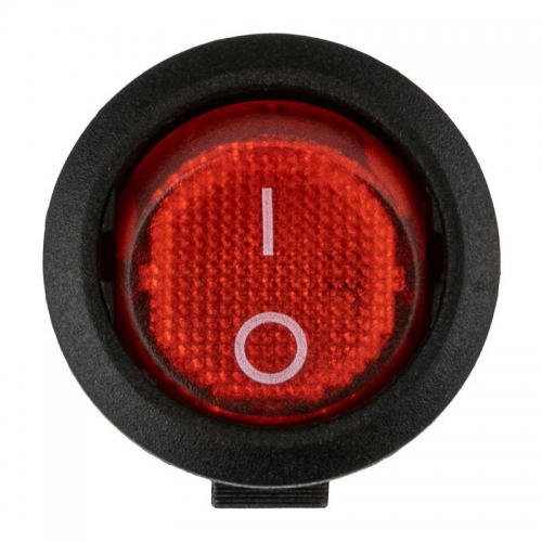 Выключатель клавишный круглый 250В 3А (3с) ON-OFF красн. с подсветкой Micro (RWB-106 SC-214) (инд. упак.) Rexant 36-2530-1 36-2530-1