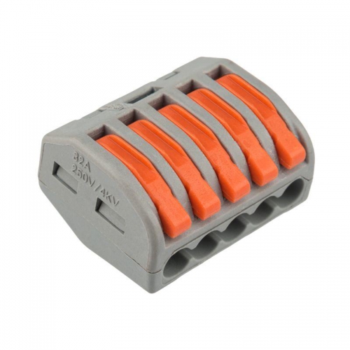 Клемма универсальная многоразовая 222-415 5-проводная 0.08-2.5(4)кв.мм (уп.40шт) Rexant 07-5255-4 07-5255-4