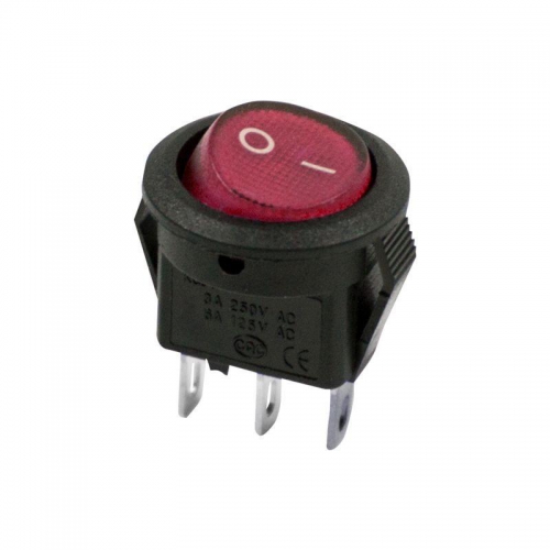 Выключатель клавишный круглый 250В 3А (2с) ON-OFF Micro RWB-105 SC-214 красн. Rexant 36-2511 36-2511