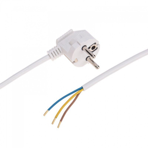 Шнур электрический с угловой вилкой 10А 2300Вт ПВС 3х0.75кв.мм 1.5м бел. Rexant 11-1312 11-1312