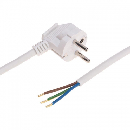 Шнур электрический с угловой вилкой 16А 3500Вт ПВС 3х1.5кв.мм 2м бел. Rexant 11-1327 11-1327