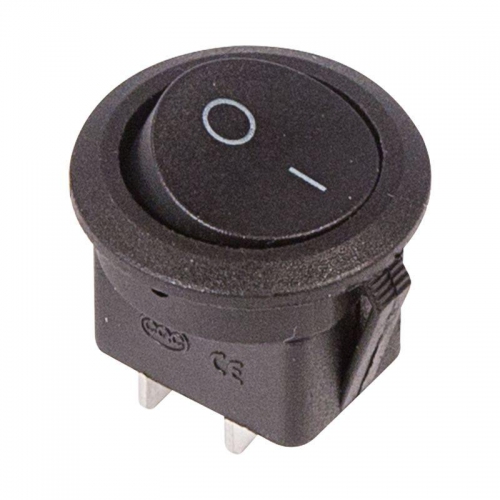 Выключатель клавишный 250В 6А (2с) ON-OFF круглый черн. (RWB-212; SC-214; MRS-102-8) Rexant 36-2550 36-2550