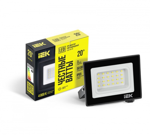 Прожектор светодиодный СДО 06-20 4000К IP65 черн. ИЭК LPDO601-20-40-K02 LPDO601-20-40-K02
