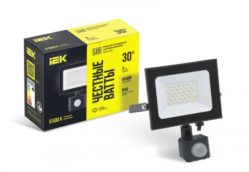 Прожектор светодиодный СДО 06-30Д 6500К IP54 с ДД черн. IEK LPDO602-30-65-K02 LPDO602-30-65-K02