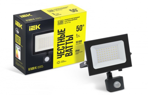 Прожектор светодиодный СДО 06-50Д 6500К IP54 с ДД черн. IEK LPDO602-50-65-K02 LPDO602-50-65-K02