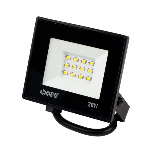 Прожектор светодиодный СДО-20 20Вт 6500К IP65 230В BL ДО прозр. закален. стекло ФАZА 5047266 5047266