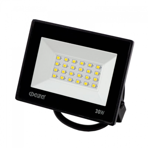 Прожектор светодиодный СДО-20 30Вт 6500К IP65 230В BL ДО прозр. закален. стекло ФАZА 5047280 5047280