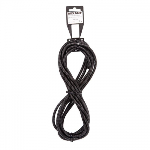 Труба автомобильная гофрированная ПП разрезная d4.6мм черн. (уп.5м) Rexant 15-0505 15-0505