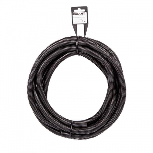 Труба автомобильная гофрированная ПП разрезная d12.7мм черн. (уп.5м) Rexant 15-1305 15-1305
