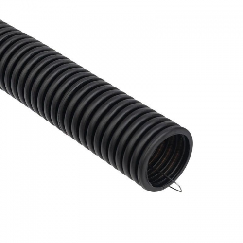 Труба гофрированная ПНД d25мм с протяжкой черн. (уп.50м) Rexant 28-0025-3 28-0025-3