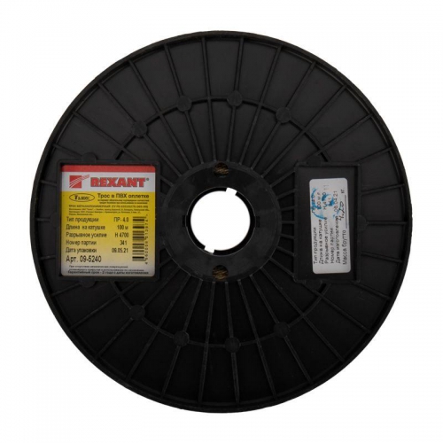 Трос стальной в ПВХ изоляции d4.0мм (100м) REXANT 09-5240 09-5240