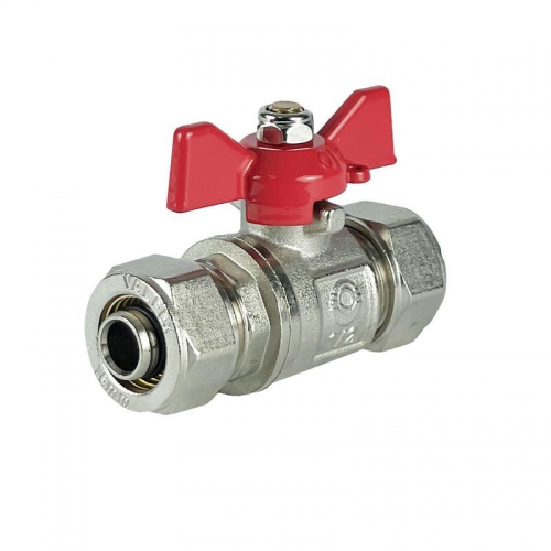 Кран шаровой обжимной ручка-бабочка 16х16 с никелир. покрытием (100/10) К VALFEX VF.343.NB.16016 VF.343.NB.16016