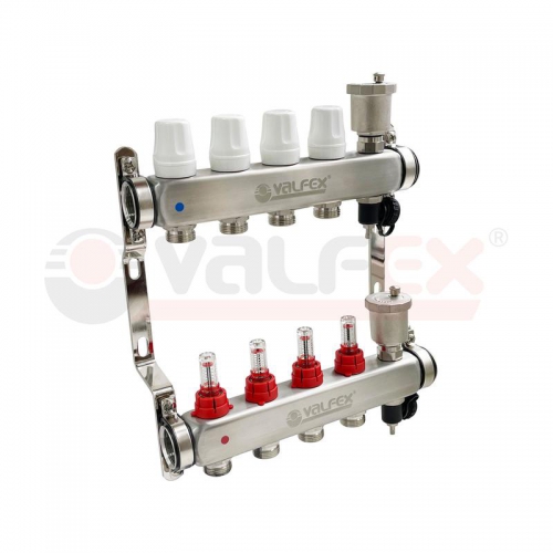 Группа коллекторная 1дюйм х 9 вых. евроконус 3/4дюйм со встроен. расходомерами и регулир. клапанами в сборе нерж. сталь (2) К VALFEX VF.586.0609 VF.586.0609