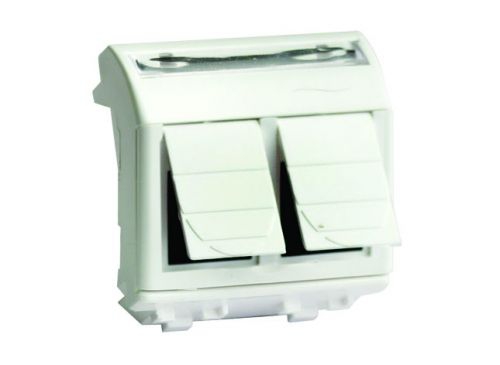 Розетка компьютерная 2-м СП 2мод. Brava RJ45 кат.5E бел. DKC 76656B 76656B