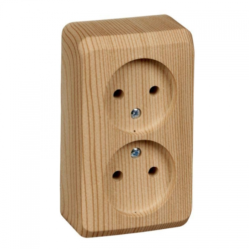 Розетка 2-м ОП Этюд Дача 16А IP20 250В без заземл. без защ. шторок сосна SE PA16-005D PA16-005D