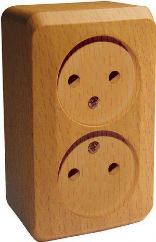 Розетка 2-м ОП Этюд Дача 16А IP20 250В без заземл. без защ. шторок бук SE PA16-005T PA16-005T