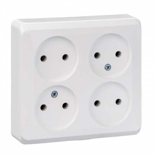Розетка 4-м ОП Этюд 16А IP20 250В без с заземл. без защ. шторок бел. SE PA16-205B PA16-205B