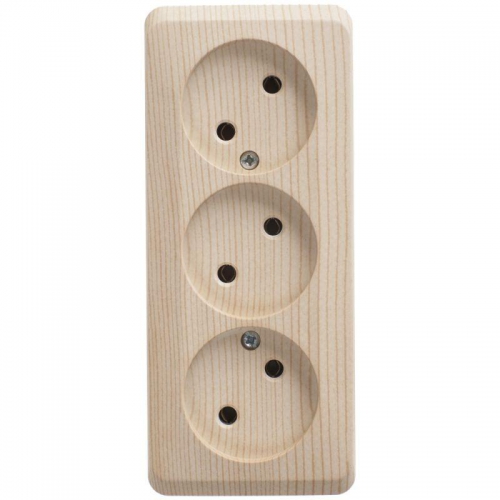 Розетка 3-м ОП Этюд 16А IP20 250В без заземл. без защ. шторок сосна SE PA16-009D PA16-009D