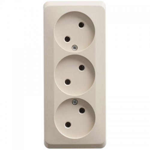 Розетка 3-м ОП Этюд 16А IP20 250В без заземл. без защ. шторок крем. SE PA16-009K PA16-009K