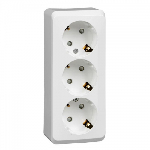 Розетка 3-м ОП Этюд 16А IP20 250В с заземл. защ. шторки бел. SE PA16-012B PA16-012B