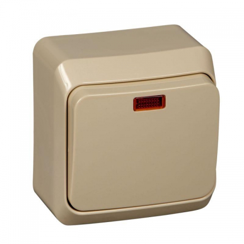 Выключатель 1-кл. ОП Этюд 10А IP20 с подсветкой крем. SE BA10-005K BA10-005K