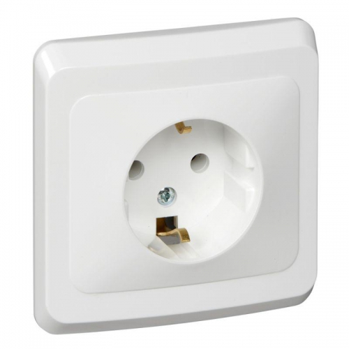 Розетка 1-м СП Этюд 16А IP20 250В с заземл. без защ. шторок бел. SE PC16-003B PC16-003B