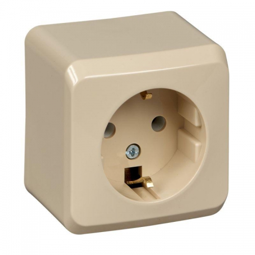 Розетка 1-м ОП Этюд 16А IP20 250В с заземл. без защ. шторок крем. SE PA16-003K PA16-003K