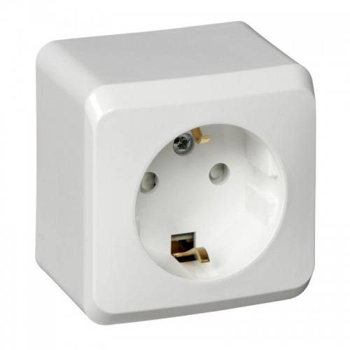 Розетка 1-м ОП Этюд 16А IP20 250В с заземл. защ. шторки бел. SE PA16-004B PA16-004B