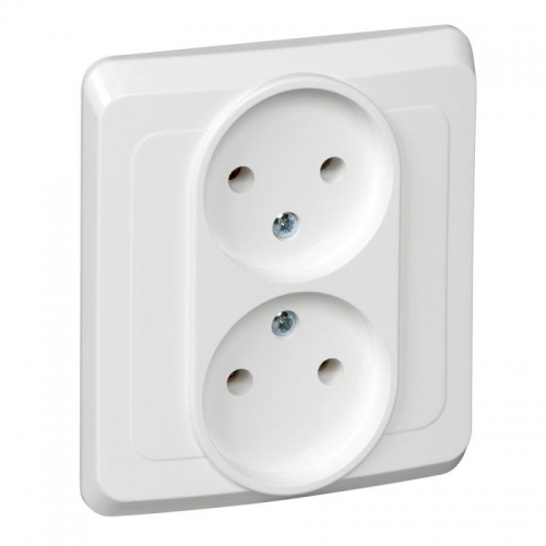 Розетка 2-м СП Этюд 16А IP20 250В без заземл. без защ. шторок бел. SE PC16-005B PC16-005B