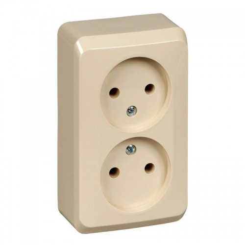 Розетка 2-м ОП Этюд 16А IP20 250В без заземл. без защ. шторок крем. SE PA16-005K PA16-005K