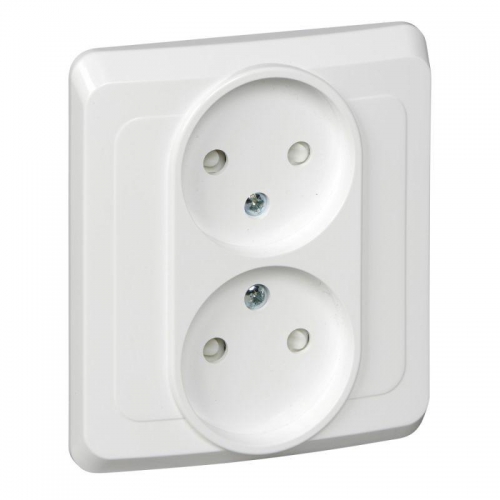 Розетка 2-м СП Этюд 16А IP20 250В без заземл. защ. шторки бел. SE PC16-006B PC16-006B