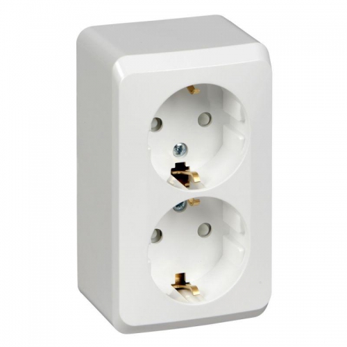 Розетка 2-м ОП Этюд 16А IP20 250В с заземл. защ. шторки бел. SE PA16-008B PA16-008B