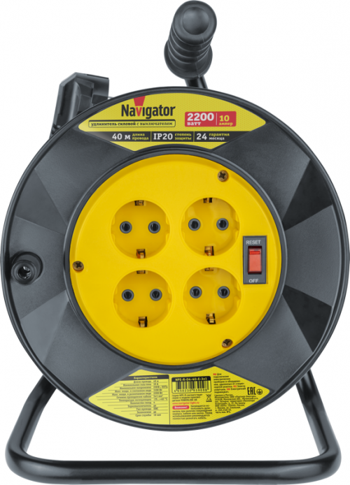 Удлинитель на катушке 4х40м с заземл. 93 909 NPE-R-04-40-E-3х1 NAVIGATOR 93909 93909