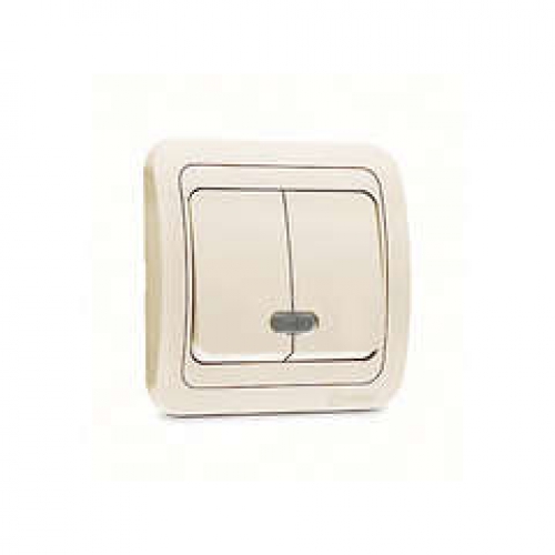 Выключатель 2-кл. СП Mimoza 10А IP20 с подсветкой крем./крем. Makel 25023 25023