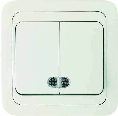 Выключатель 2-кл. СП Mimoza 10А IP20 с подсветкой бел./бел. Makel 12023 12023