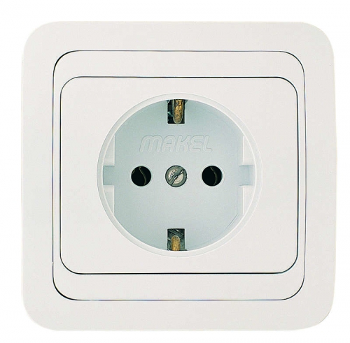 Розетка 1-м СП Mimoza 16А IP20 с заземл. пластик. основ. бел./бел. Makel 12028 12028