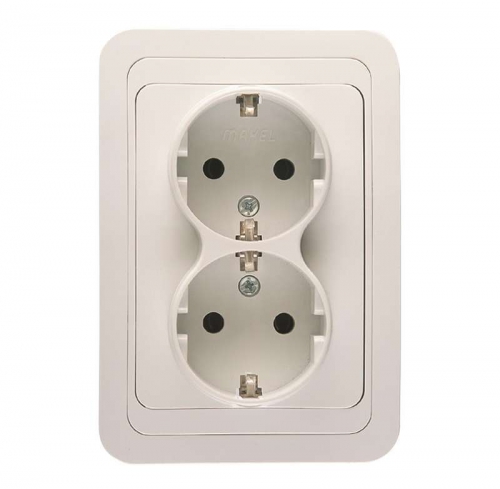 Розетка 2-м СП Mimoza 16А IP20 с заземл. бел./бел. Makel 12082 12082