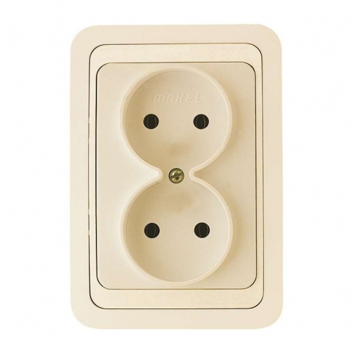 Розетка 2-м СП Mimoza 16А IP20 без заземл. крем./крем. Makel 25017 25017