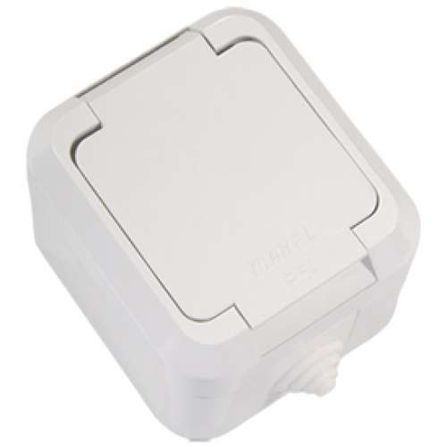 Розетка 1-м ОП 16А IP44 с заземл. с крышкой п/герм. бел. Makel 18304 18304
