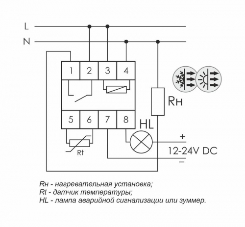 Регулятор температуры RT-820M (от -30 до +140 град.C; микропроцессорный; многофункц.; цифровая индикация; выносной датчик с термоус. проводом; монтаж на DIN-рейке 35мм 24-264В DC/ 30-264В АС 16А 1Z IP20) F&F EA07.001.007 EA07.001.007