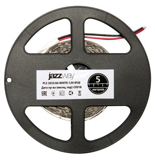 Лента светодиодная PLS 2835/120-12V 12Вт/м 6500К холод. бел. IP20 (уп.5м) JazzWay 2859051 2859051